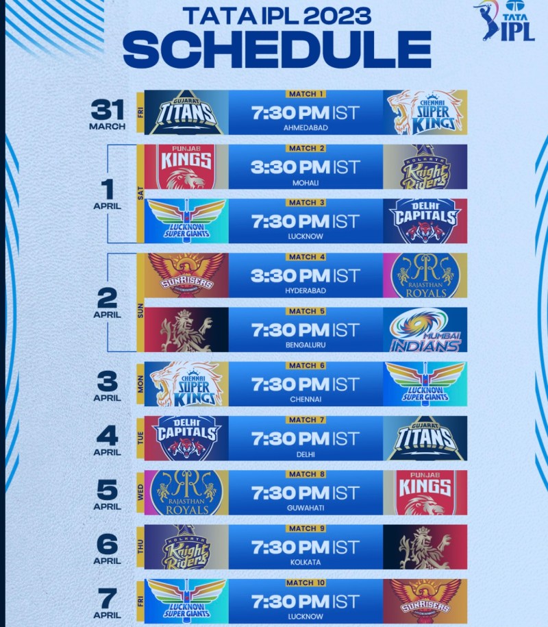 Ipl Timetable - Bankvala